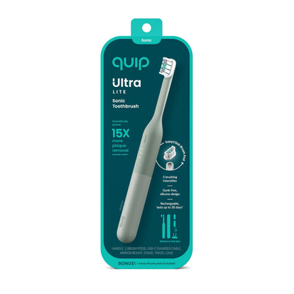 Quip Ultra Lite Sonic Electric Toothbrush, 3 Modes, Mirror Mount, Ash