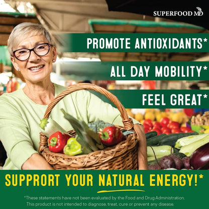 Superfood Fruit and Veggie Supplement - 360 Whole Super Fruit and Vegetable Supplements & Vitamin with Beta-Carotene, Soy Free- 180 Count (Pack of 2)