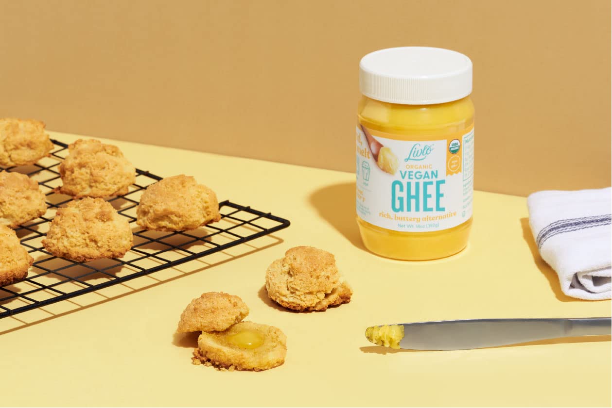 Livlo Organic Vegan Ghee - Plant Based Butter - No Refrigeration Necessary - Dairy, Soy Free, and Gluten Free Substitute to Ghee and Butter - 14 oz.