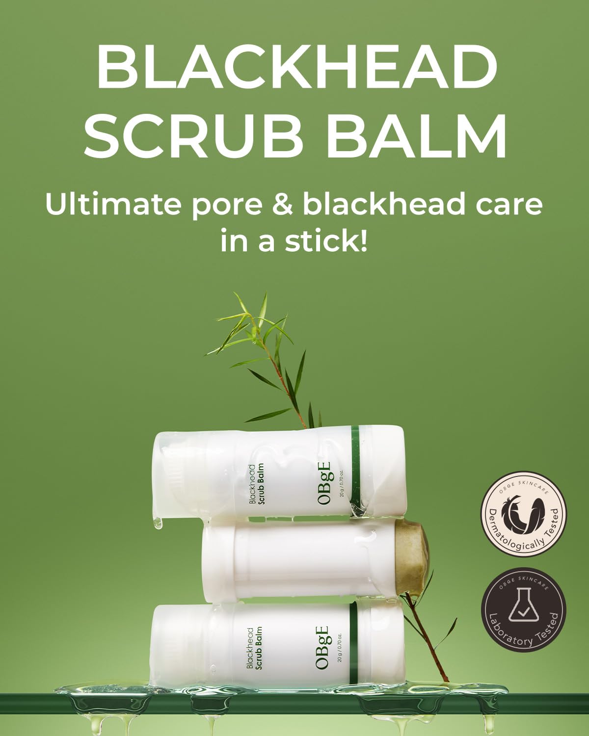 OBgE Blackhead Scrub Balm (0.7oz) - Moisturizing Scrub Stick for Blackhead Removal, Pore Minimizing, Gentle Exfoliation & Moisturization. Tea Tree, Green Tea & Heartleaf.