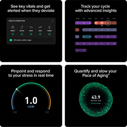 WHOOP Peak - 12 Month Membership -Sleep and 24/7 Fitness Tracker, Personalized Coaching, Menstrual Cycle Insights - 14+ Days Battery Life