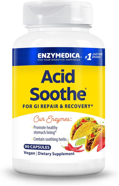 Enzymedica Acid Soothe Supplement for Women & Men - 90 Capsules