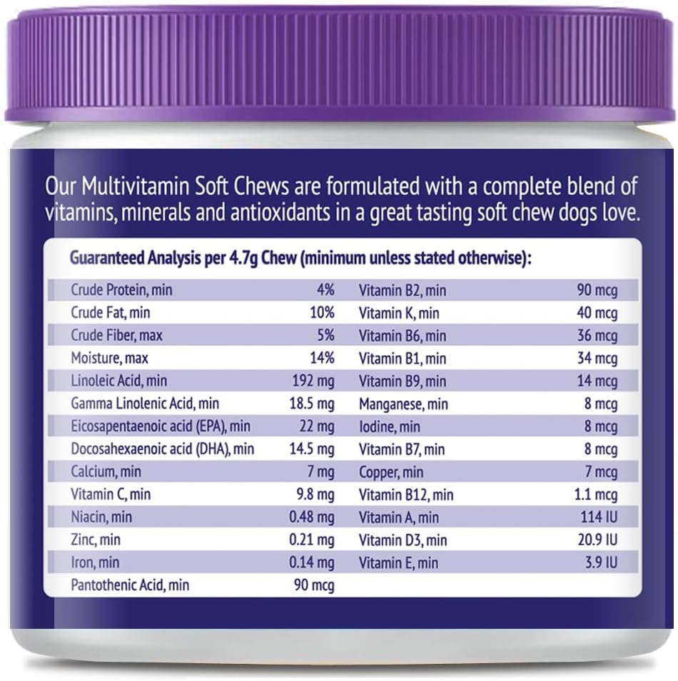 Dog Multivitamin Chewable - 22 in 1 Dog Vitamins and Supplements with Green Lipped Mussel & Omega 3 for Joints, Skin & Coat, Immune System - Senior & Puppy Multivitamin for Dogs - 60 Beef Chews