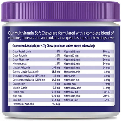 Dog Multivitamin Chewable - 22 in 1 Dog Vitamins and Supplements with Green Lipped Mussel & Omega 3 for Joints, Skin & Coat, Immune System - Senior & Puppy Multivitamin for Dogs - 60 Beef Chews