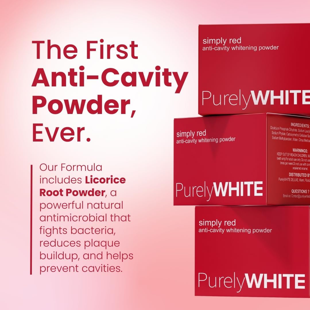 PurelyWHITE DELUXE, Updated Design Anti-Cavity Whitening Powder - Removes Stains, Flouride-Free, Nano Hydroxyapatite (nHA) Enamel-Safe Toothpaste Whitening Powder for Coffee, Tea, Food and Wine