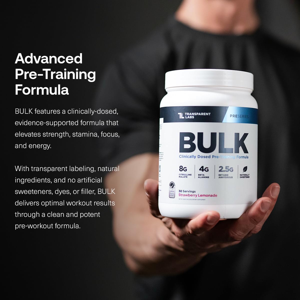 Transparent Labs Bulk Pre-Workout (30 Servings, Peach Mango) & BCAA Glutamine (30 Servings, Tropical Punch)