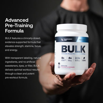 Transparent Labs Bulk Pre-Workout (30 Servings, Peach Mango) & BCAA Glutamine (30 Servings, Tropical Punch)