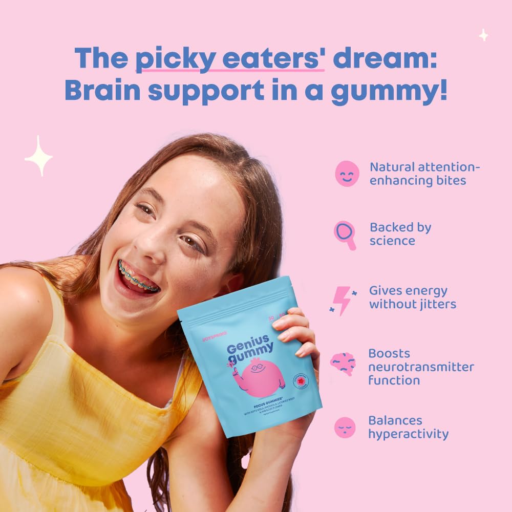 Genius Focus Gummies - Kids Focus Gummies for Increased Attention Natural Herbal