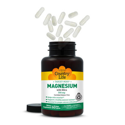 Target-Mins Magnesium with Silica 300 mg 120 Vegetarian Capsules | Vegan, gluten-free blend of 5 magnesium forms. Supports muscle, bone, and immune health