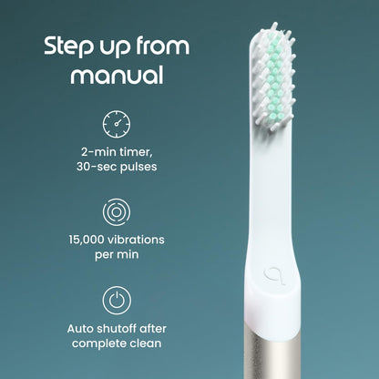 Quip Sonic Electric Toothbrush, Extra Brush Head, Metal Handle, Slate