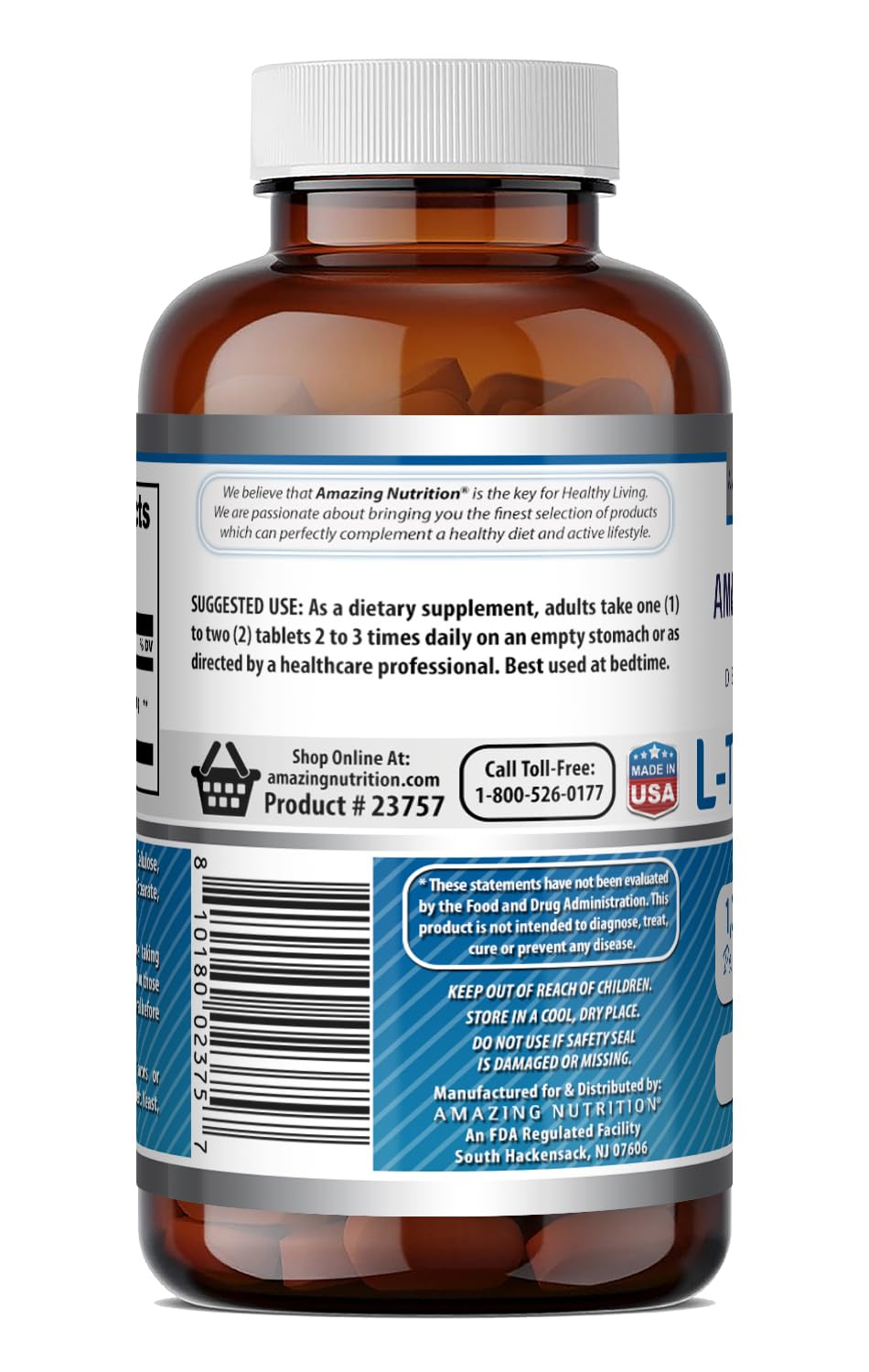 Amazing Formulas L-Tryptophan 1000mg Tablets Supplement | Non-GMO | Gluten Free | Made in USA (240 Count)