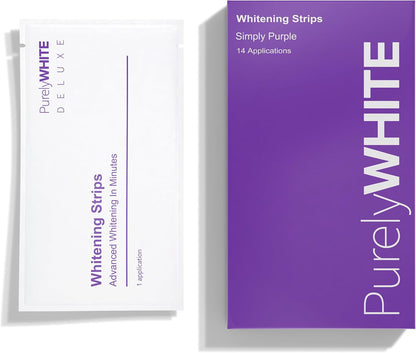 PurelyWHITE | Purple Whitening Strips | Teeth Whitener, Peroxide-Free, Enamel Safe, Deep Stains Removal - Flouride-Free Teeth Whitening (28 Strips)