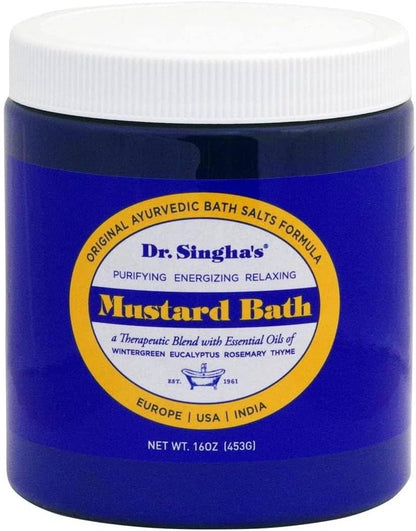 Dr. Singha's Mustard Bath Soak – Aromatherapy Bath Salts with Mustard Seed & Essential Oils for Muscle Relaxation, Stress Relief & Soothing – Epsom Salt Alternative, 16 oz