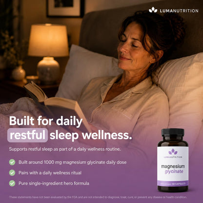 Luma Nutrition Magnesium Glycinate 1000mg Supplement - 60 Capsules