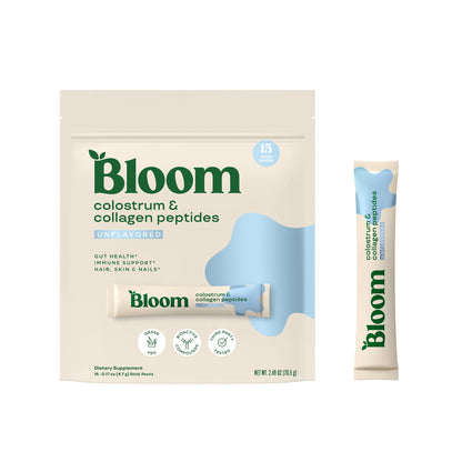 Bloom Nutrition Bovine Colostrum Powder, Strawberries & Cream, 25 Servings | Gut Health, Immune Support, Hair Growth & Beauty Supplement, Gluten Free, Sugar Free