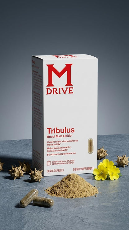 Mdrive Tribulus Terrestris 45% Saponins - Supplement for Men's Health, Promotes Virility, Supports Testosterone Levels, 60 Capsules, Gluten-Free Non-GMO