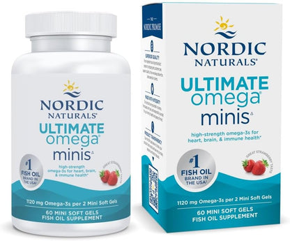 Nordic Naturals Ultimate Omega Minis, 1120mg High Potency Fish Oil - 60Count