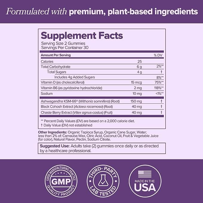 MENO Gummies for Menopause, 30 Servings (Pack of 2) - Hormone-Free Menopause