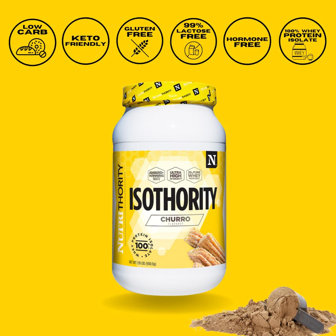 Nutrithority Isothority Whey Protein Isolate, Churro, 2 lb - Ultra Absorbable Branched