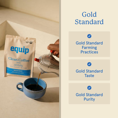 Equip Foods Clean Coffee | Gold Standard, Certified Organic, Fair Trade, Regenerative | Medium Roast, Whole Bean, Nicaragua | Brown Sugar+Chocolate+Citrus