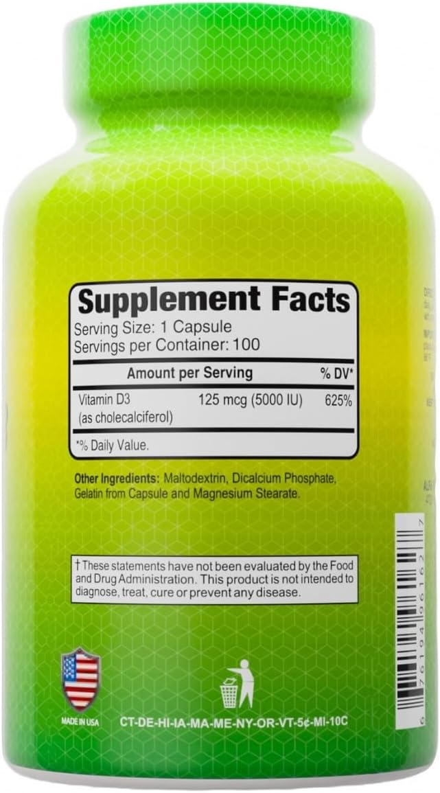 ALFA VITAMINS Vitamin D3 2000 IU Supplement, Supports Immune Health, Calcium Absorption, Healthy Bones & Joints, Dietary Supplement for Daily Wellness, Non GMO, Gluten Free, 250 Soft Gels