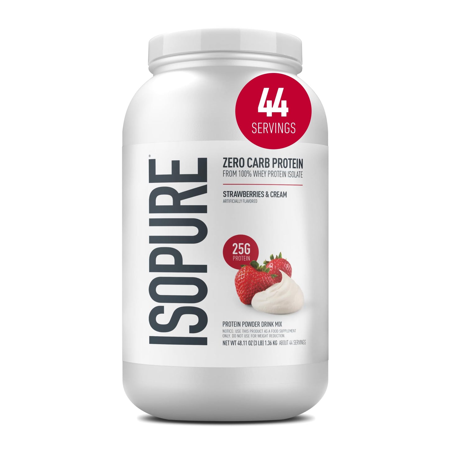 Isopure Zero Carb 100% Pure Whey Isolate Protein Powder, Gluten Free, With Vitamins, Cookies & Cream, 25g Protein Per Serving, 1 Lb, 15 Servings (Packaging May Vary)