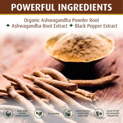 PRATIC LINE Ashwagandha Capsules 3,000 mg - 120 Vegan Cap Made with Organic