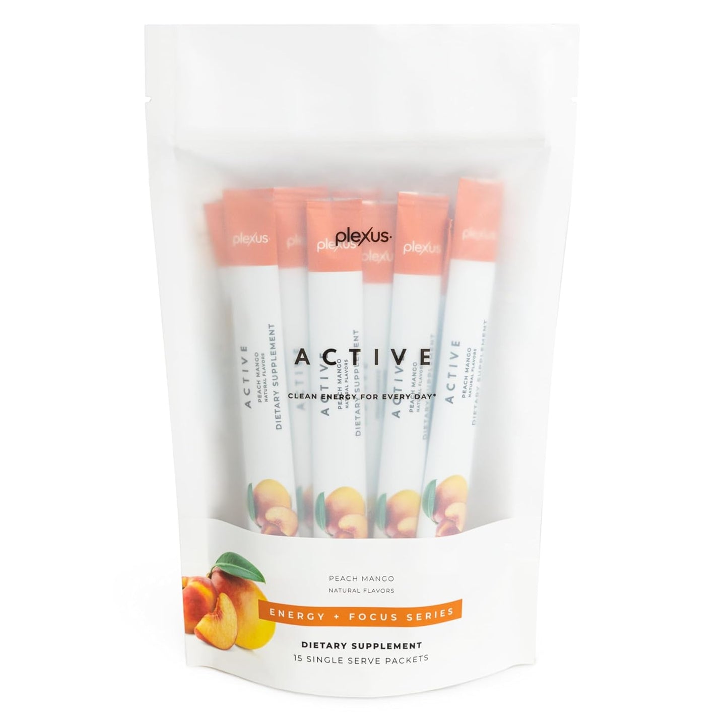 Plexus Active® Peach Mango | 100mg natural caffeine for clean energy and mental clarity. Supports nitric oxide production. 25 calories per serving