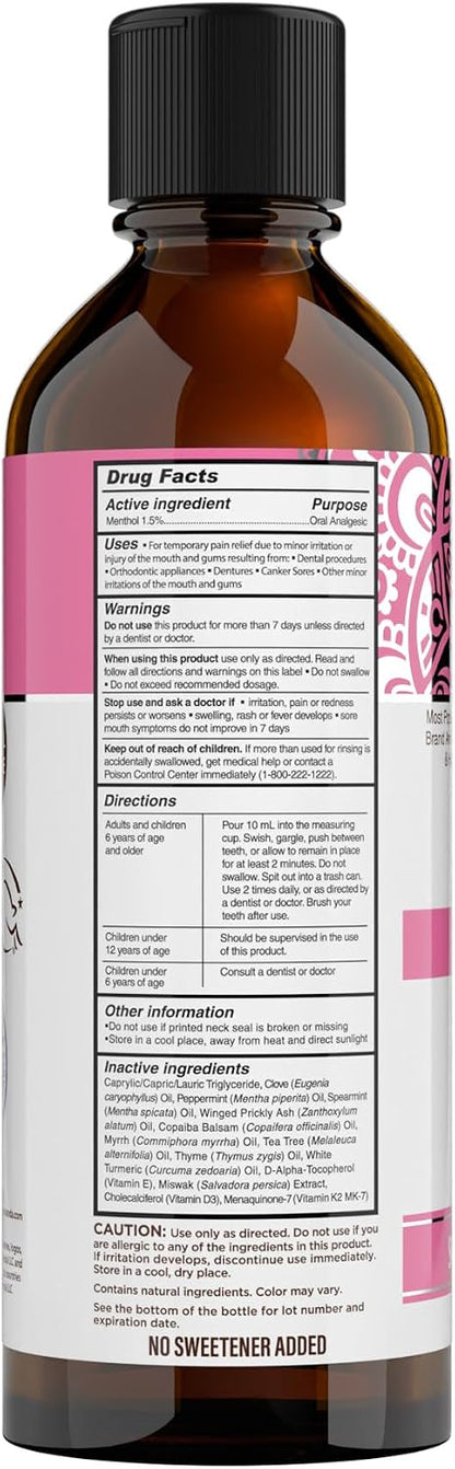 GuruNanda Oral Pain Relief Oil Pulling Mouthwash, Miswak & Clove Oil, 8oz