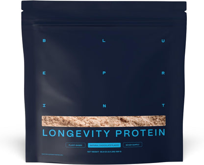 Blueprint Bryan Johnson Chocolate Protein Powder – Vegan Plant-Based Supplement with Cocoa Powder – Clean Ingredients – 26g Protein per Serving – Non-GMO – 30 Servings