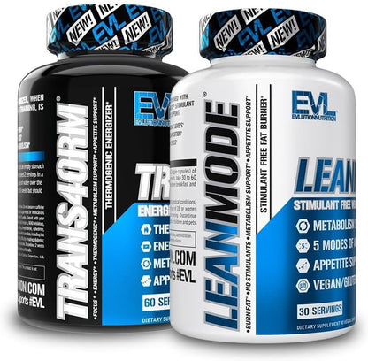 EVL Weight Loss Support Stack - Trans4orm Thermogenic Fat Burner & Metabolism Support Pills with Green Coffee Bean Extract and Forskolin Plus LeanMode Non-Stimulant