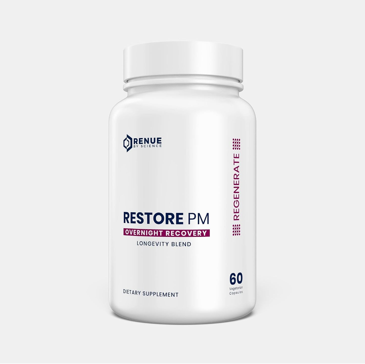 Renue By Science Restore PM | Liposomal Melatonin GABA Supplements | 60 Capsules with Melatonin (1mg) 5HTP (100mg) Glutathione (65mg) Apigenin (75mg) GABA (150mg) - Non-GMO | Made in the USA