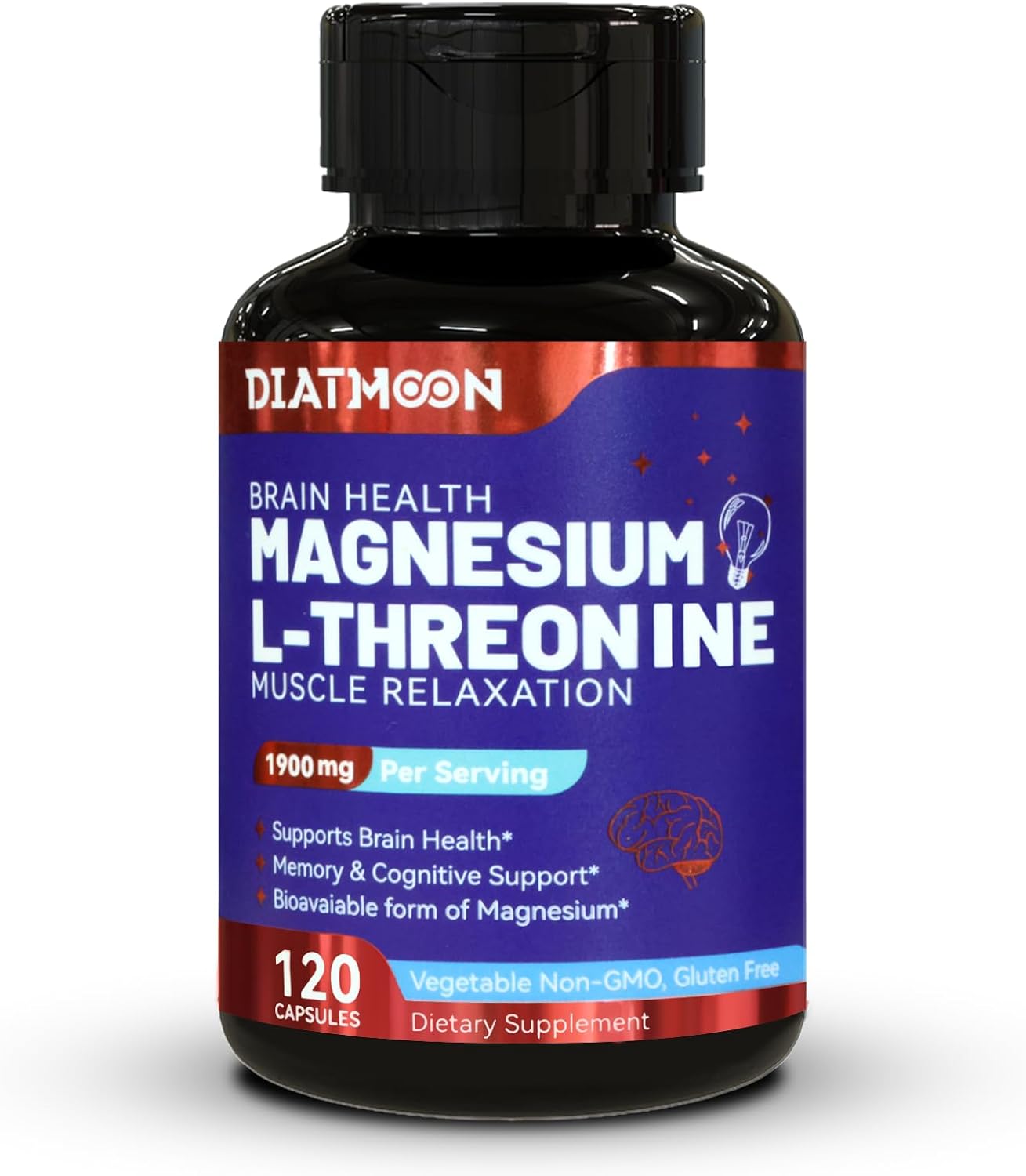 Magnesium L-Threonine 1900mg, High Absorption, 120 Vegan Capsules | Magnesium L Threonine Supplement Promotes Relaxation & Wellness, Non-GMO, Gluten Free for Men & Women