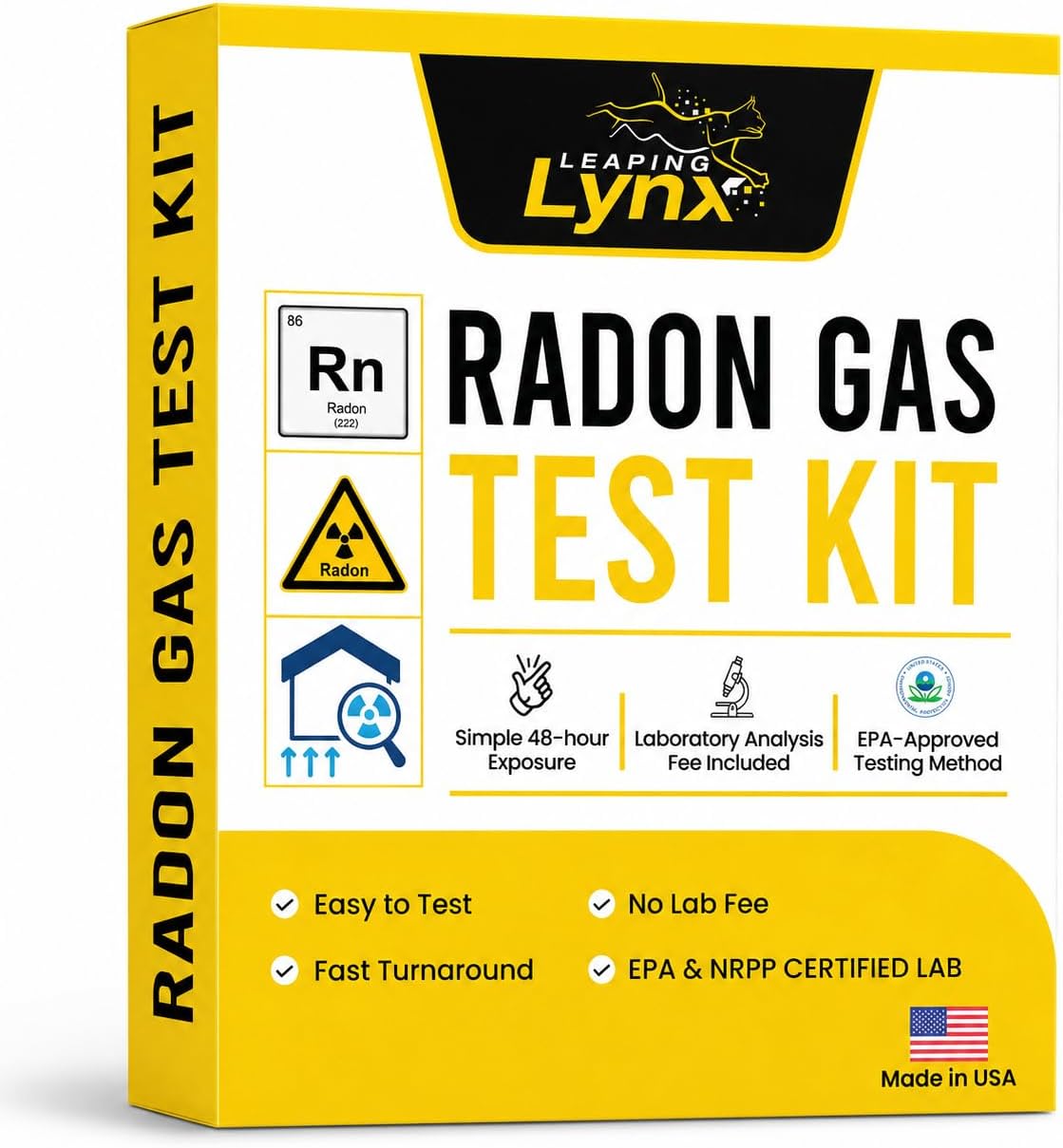 EPA-Approved Radon Test Kit for Home, Lab Analysis Included | Detects Radon Gas Levels in Basements & Living Spaces | Easy-to-Use Air Quality Test with Lab Report & Discounted Shipping| Radon Detector