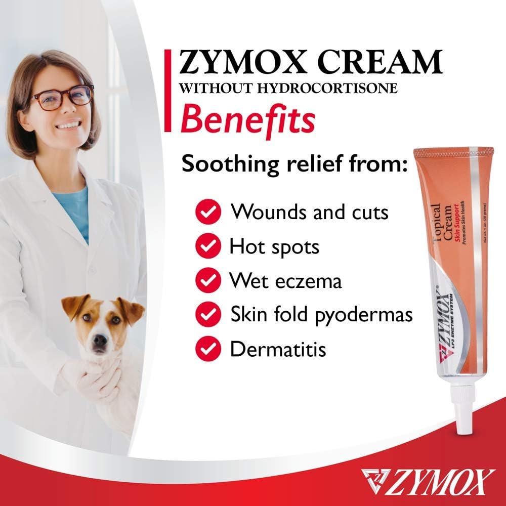 ZYMOX Veterinarian Strength Topical Cream for Dogs and Cats, 1oz