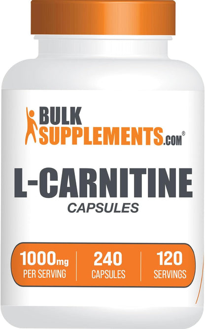 BulkSupplements.com L-Carnitine 1000mg Capsules - Carnitine Supplement, Amino Acid Supplement - Gluten Free, 2 Capsules per Serving (1000mg), 240 Count (Pack of 1)