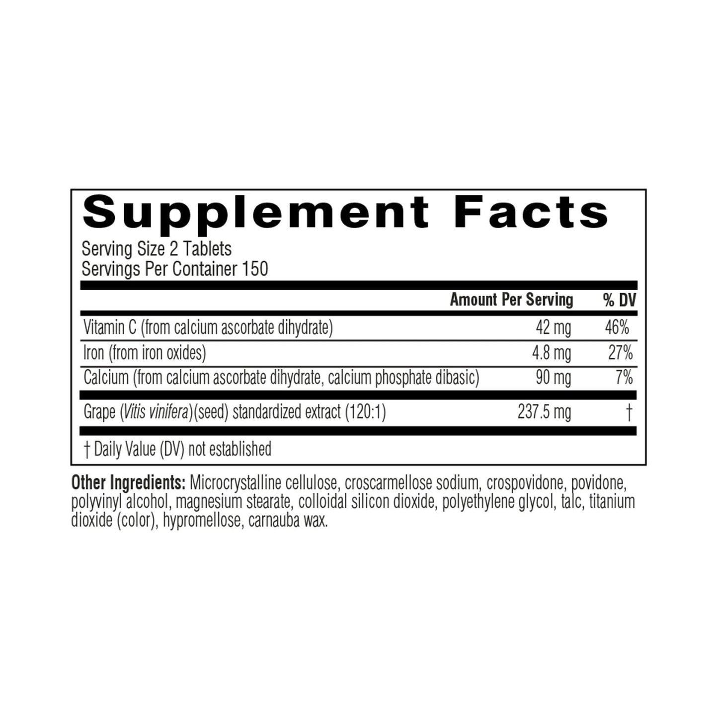 Swisse Grape Seed Extract Capsules | Grapeseed Extract Antioxidant Supplement |with Vitamin C for Skin & Collagen Support | 5 Month Supply
