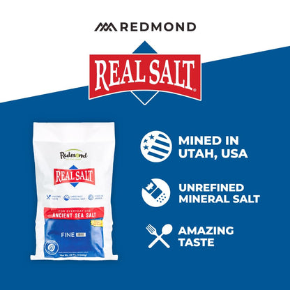 Redmond Real Salt - Ancient Fine Sea Salt, Unrefined Mineral Salt, 16 Ounce Pouch (1 Pack)