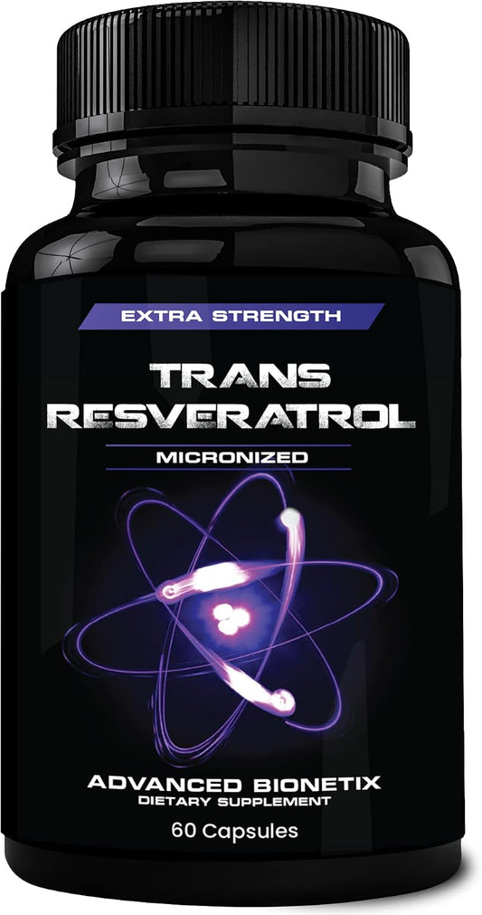 Advanced Bionetix 2X Potency Micronized Trans Resveratrol Supplement. 1200mg per 2 Capsules. High Absorption Antioxidant Formula. Promotes Anti Aging, Cognitive Support & Heart Health