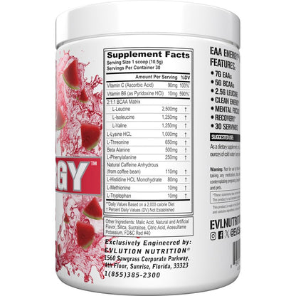 EAAs Amino Acids Powder - Energizing EAA Essential Amino Acids Pre & Post Workout Powder for Muscle Building Energy and Recovery Support with 7g per Serving Plus 5g BCAAs (Watermelon, 30 Servings)