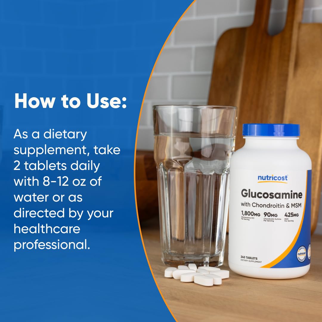 Nutricost Glucosamine 1800mg with Chondroitin & MSM, 240 Tablets, 120 Servings