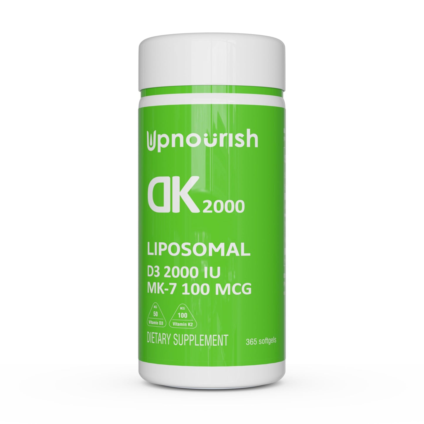 UpNourish Liposomal D3 K2 MK-7 – 365 Mini softgels with Organic Coconut Oil - 5000 IU 125 mcg Vitamin D3 and 100 mcg Vitamin k2 for Optimal Bone and Immune Health
