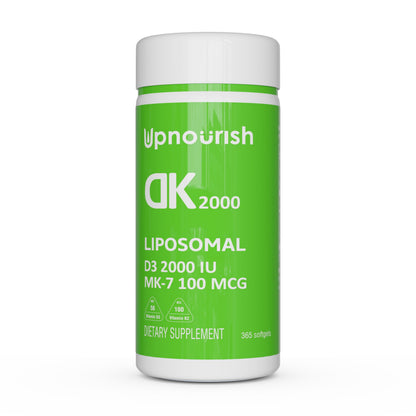UpNourish Liposomal D3 K2 MK-7 – 365 Mini softgels with Organic Coconut Oil - 5000 IU 125 mcg Vitamin D3 and 100 mcg Vitamin k2 for Optimal Bone and Immune Health