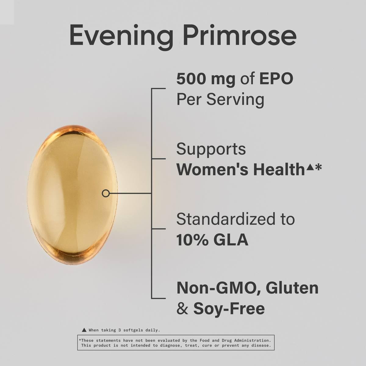Sports Research Evening Primrose Supplement from Cold Pressed Oil - Softgels for Women’s Health & Skin Health - Gluten Free & Non-GMO GLA - High Potency 1300mg, 120 Count