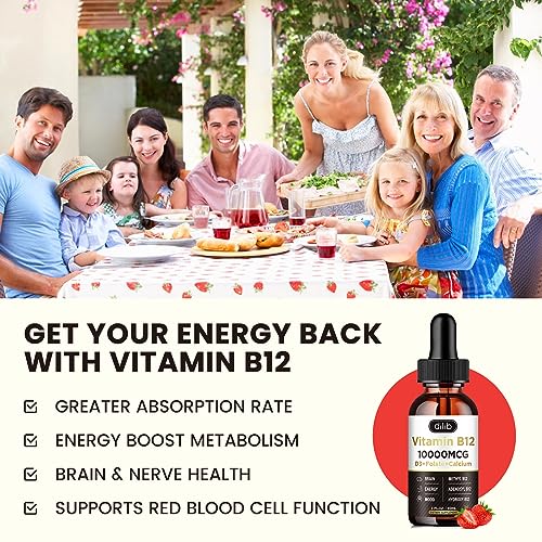 dilib Vitamin B12 Complex 10000 mcg | Vegan Triple Liquid B-12 Drops Sublingual Supple