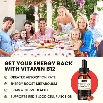 dilib Vitamin B12 Complex 10000 mcg | Vegan Triple Liquid B-12 Drops Sublingual Supple