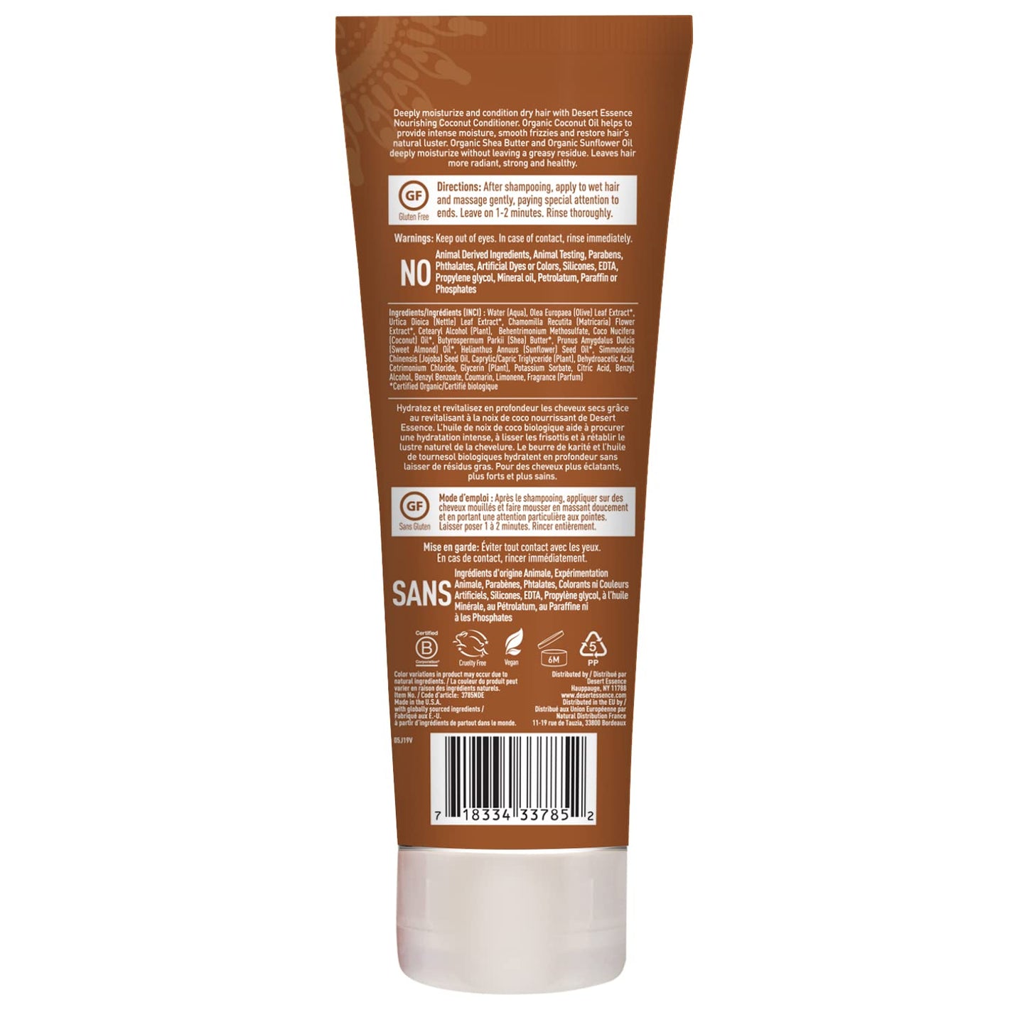 Desert Essence Coconut Conditioner - 8 fl oz - Nourishing for dry hair, smooth frizz and restore moisture and shine with Organic Coconut Oil, Shea Butter, and Sunflower Oil | B002V2M7OC
