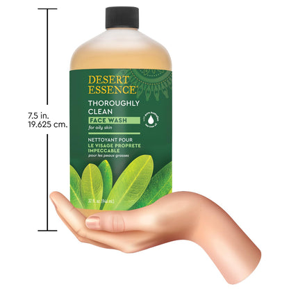 Desert Essence Tea Tree Face Wash 32 fl oz - Facial Cleanser with Natural Tea Tree Oil for Daily Use - Gentle Castile Formula for Sensitive and Oily Skin - Vegan and Cruelty-Free