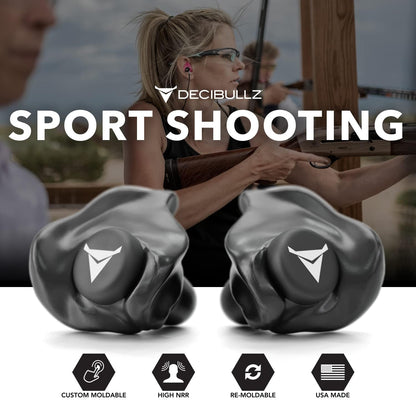 Decibullz - Custom Molded Earplugs, 31dB Highest NRR, Comfortable Hearing Protection