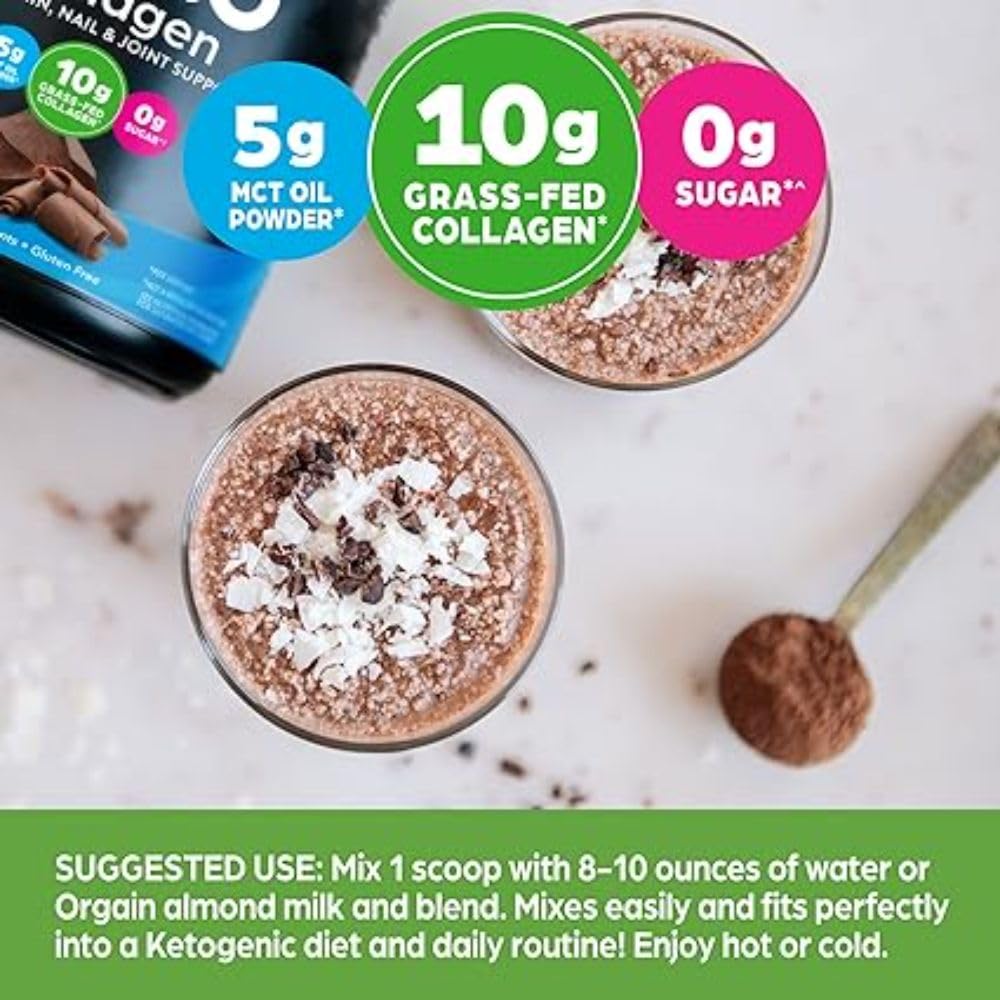 Orgain Keto Collagen Protein Powder, Chocolate - 10g Grass Fed Hydrolyzed Collagen